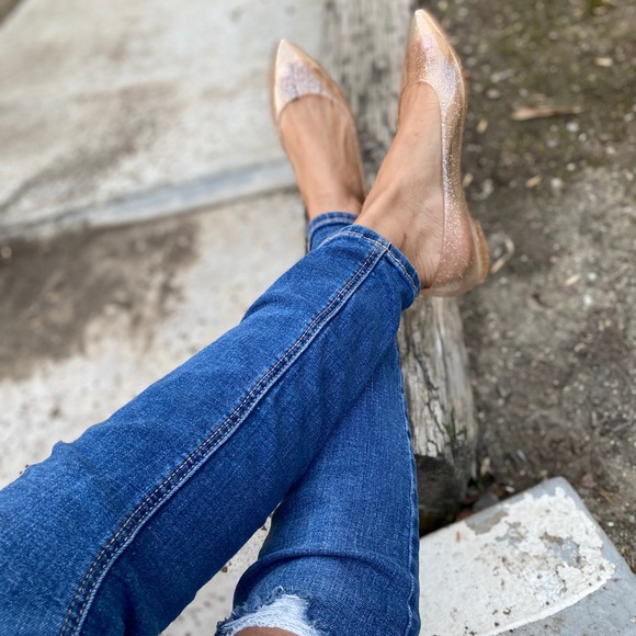 Glittery Nude PVC Jelly Slip On Flats - Picture 3 of 8